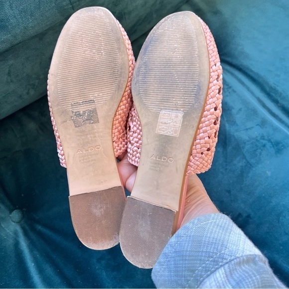 ALDO SLIP ON WOVEN PINK FLAT LEATHER MULES SIZE 8.5 - Picture 6 of 9